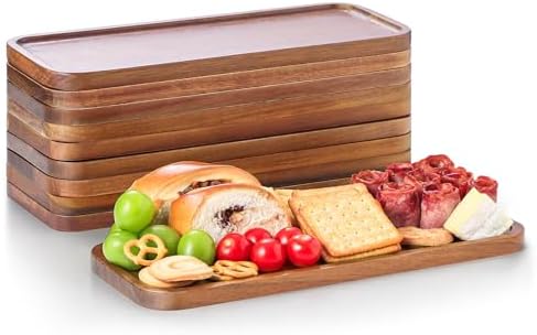 Small Wooden Trays and Platters, Mini Charcuterie Boards, 10 Pack in 10 Pack - 14" x 5.5" in Acacia Wood