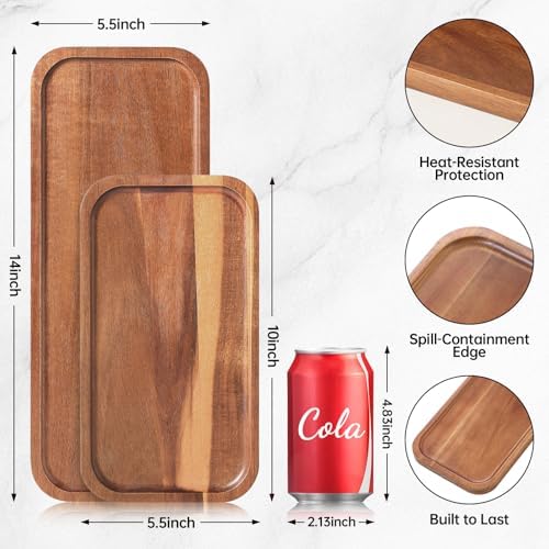 Small Wooden Trays and Platters, Mini Charcuterie Boards, 10 Pack in 10 Pack - 14" x 5.5" in Acacia Wood, alternate view 3