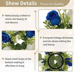 Small Wreath for Table Centerpieces, 9.05 Inch, Royal Blue & White in Royal Blue & White, alternate view 5