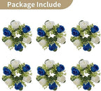 Small Wreath for Table Centerpieces, 9.05 Inch, Royal Blue & White in Royal Blue & White, alternate view 6