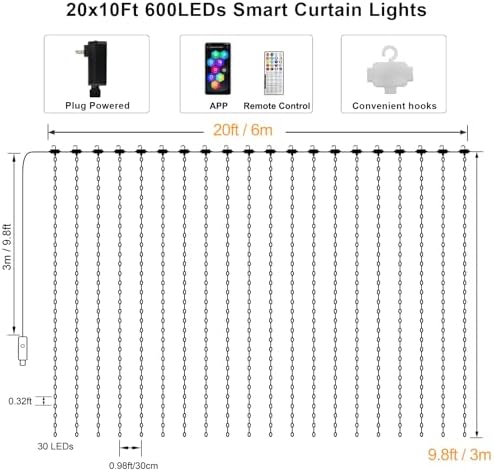Smart Color Changing Curtain Lights RGB 5050 Built in Chip with App Remote, alternate view 6