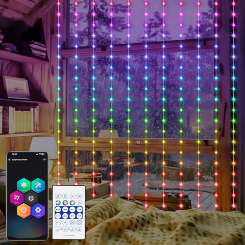Smart Curtain Lights 6.6 x 9.8Ft 16 Million Colors Changing in 6.6 x 9.8Ft in 5050 RGB Built in Chip