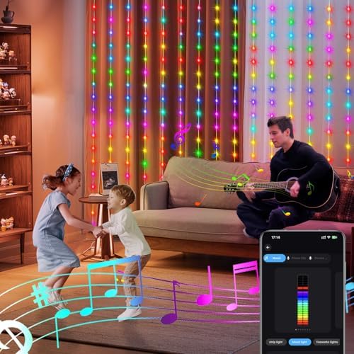Smart Curtain Lights 6.6 x 9.8Ft 16 Million Colors Changing in 6.6 x 9.8Ft in 5050 RGB Built in Chip, alternate view 2