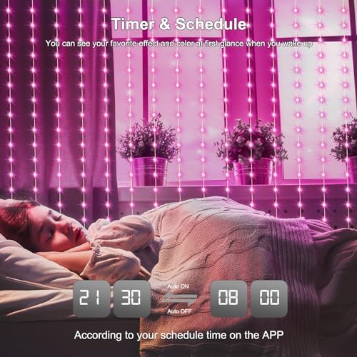 Smart Curtain Lights 6.6 x 9.8Ft 16 Million Colors Changing in 6.6 x 9.8Ft in 5050 RGB Built in Chip, alternate view 4