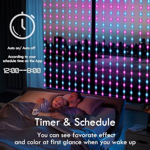 Smart Curtain Lights RGB Color Changing Christmas Curtain Lights, USB Powered with Remote/APP Control Curtain, alternate view
