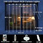 Smart Curtain Lights RGB Color Changing Christmas Curtain Lights, USB Powered with Remote/APP Control Curtain, alternate view
