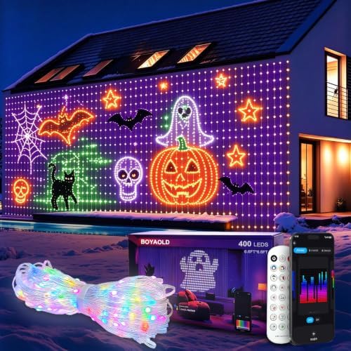 Smart LED Curtain Lights RGB+IC 400 LEDs 6.6x6.6 ft in 6.6x6.6 ft