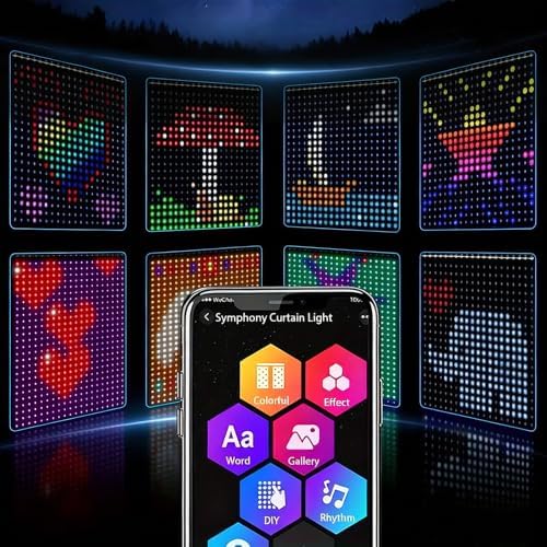 Smart LED Curtain Lights RGB+IC 400 LEDs 6.6x6.6 ft in 6.6x6.6 ft, alternate view 6