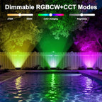 Smart LED Flood Light Outdoor, RGBCW 360W Color Changing, IP66 Floodlight in 5*72W Adjustable RGBCW Flood Light, alternate