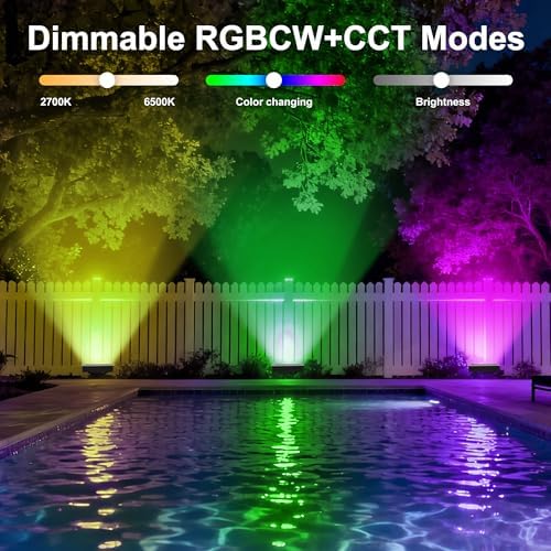 Smart LED Flood Light Outdoor, RGBCW 360W Color Changing, IP66 Floodlight in 5*72W Adjustable RGBCW Flood Light, alternate