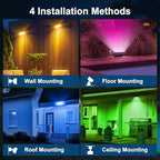 Smart LED Flood Light Outdoor, RGBCW 360W Color Changing, IP66 Floodlight in 5*72W Adjustable RGBCW Flood Light, alternate