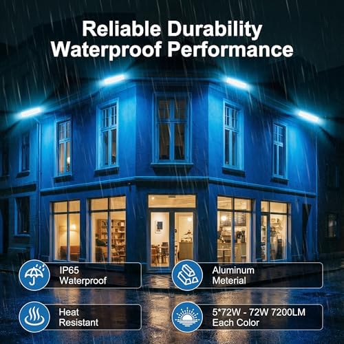 Smart LED Flood Light Outdoor, RGBCW 360W Color Changing, IP66 Floodlight in 5*72W Adjustable RGBCW Flood Light, alternate
