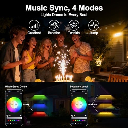 Smart LED Flood Light Outdoor, RGBCW 360W Color Changing, IP66 Floodlight in 5*72W Adjustable RGBCW Flood Light, alternate