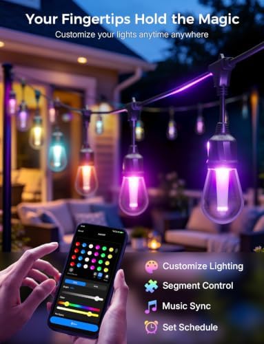 + Smart Outdoor String Lights 123FT, LED Patio Light with App Control, alternate view 2
