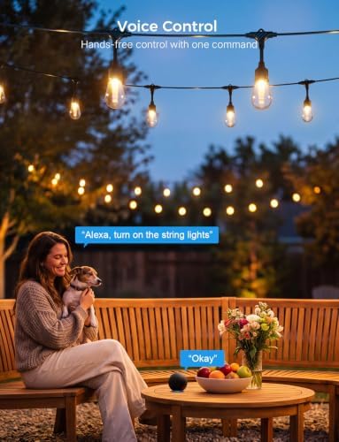 + Smart Outdoor String Lights 123FT, LED Patio Light with App Control, alternate view 5