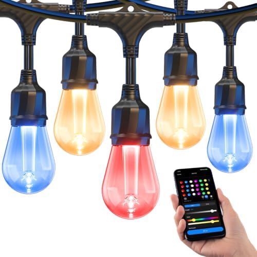 + Smart Outdoor String Lights 49FT, LED Patio Lights with App Control