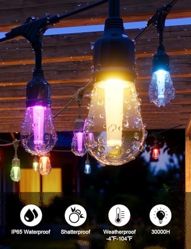 + Smart Outdoor String Lights 72.5FT, LED Patio Lights App Control, alternate view 6