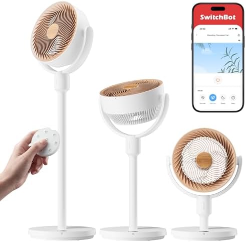 Smart Pedestal Fan, Rechargeable Oscillating Standing Fan for Bedroom, Corded & Cordless, Adjustable Height