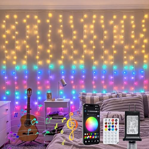Smart RGB-IC Curtain Lights Plug in App Control, 8.2x6.6ft 280 LED in 8.2x6.6ft