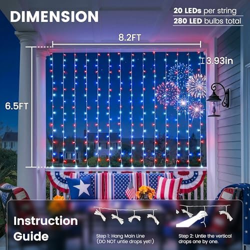 Smart RGB-IC Curtain Lights Plug in App Control, 8.2x6.6ft 280 LED in 8.2x6.6ft, alternate view 6