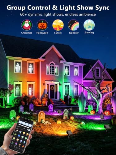 Smart Solar Spot Lights, 2 Pack Color Changing Outdoor Spotlights, alternate view 2