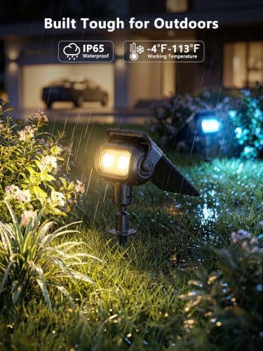Smart Solar Spot Lights, 2 Pack Color Changing Outdoor Spotlights, alternate view 7