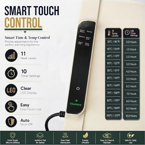 Smart Warming Mat for Food XXL 36"x15", 500W Silicone Warming Tray in Beige, alternate view 6