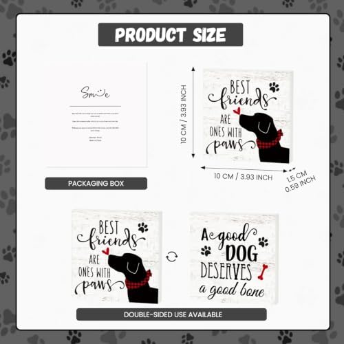 Smile Double-Sided Dog Lover Wooden Block Decor, alternate view 2
