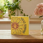 Smile Double-Sided Spring Wooden Block Decor "Hello Sunshine" Sunflower & "HOME Sweet Home" Buffalo Plaid, alternate view 4