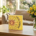 Smile Double-Sided Spring Wooden Block Decor "Hello Sunshine" Sunflower & "HOME Sweet Home" Buffalo Plaid, alternate view 5
