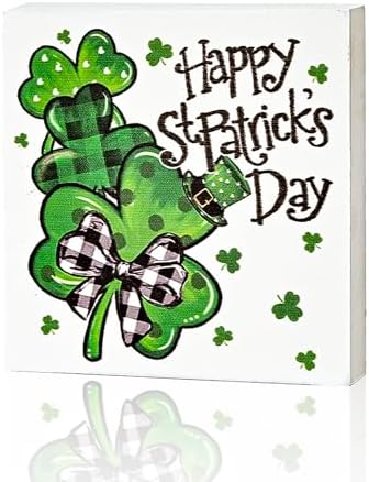 Smile Double-Sided St.Patrick's Day Wooden Block Decor, Shamrock "Happy St. Patrick's Day" & "Hello Lucky"