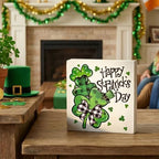 Smile Double-Sided St.Patrick's Day Wooden Block Decor, Shamrock "Happy St. Patrick's Day" & "Hello Lucky", alternate view 4