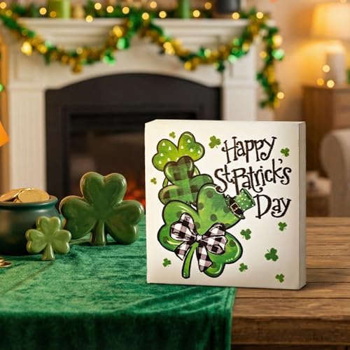 Smile Double-Sided St.Patrick's Day Wooden Block Decor, Shamrock "Happy St. Patrick's Day" & "Hello Lucky", alternate view 5