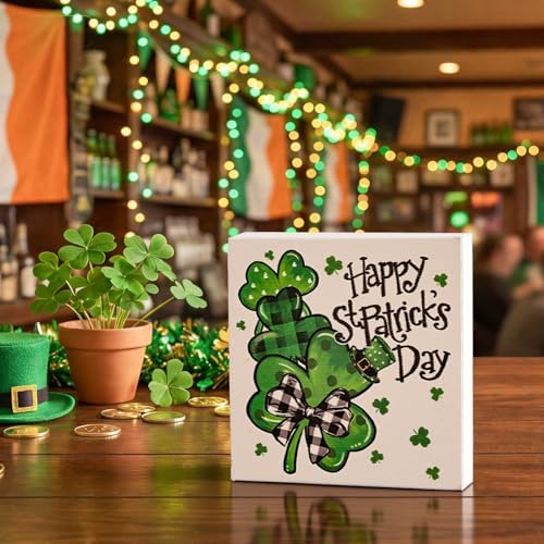 Smile Double-Sided St.Patrick's Day Wooden Block Decor, Shamrock "Happy St. Patrick's Day" & "Hello Lucky", alternate view 6