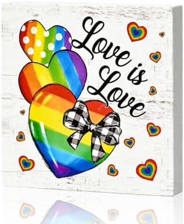 Smile Pride Month Wooden Tabletop Decor Set "Everyone Is Welcome Here" & "Love Is Love" Double-Sided Desktop