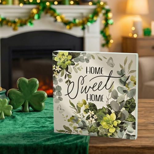 Smile Spring Double-Sided Wooden Block Decor - St.Patrick's Day "Lucky" Shamrock & "Home Sweet Home", Irish, alternate view 5