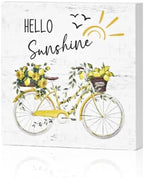 Smile Summer Wooden Decorations, Hello Sunshine Lemon Bicycle Decor, Wooden Sign Rustic Home Decor