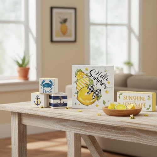 Smile Summer Wooden Decorations, Hello Sunshine Lemon Bicycle Decor, Wooden Sign Rustic Home Decor, alternate view 5