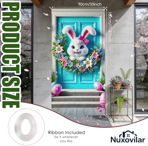 Smiling Bunny Easter Door Cover 35x71 Inches Polyester in 35x71 Inches, alternate view 3