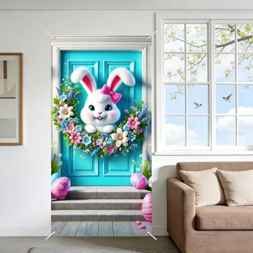 Smiling Bunny Easter Door Cover 35x71 Inches Polyester in 35x71 Inches, alternate view 5