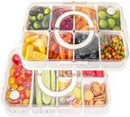 Snackle Box Container Dishwasher Safe Divided Serving Tray with Lid in 2pack white in White