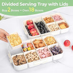 Snackle Box Container Dishwasher Safe Divided Serving Tray with Lid in 2pack white in White, alternate view 4