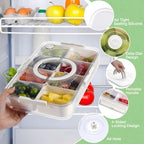 Snackle Box Container Dishwasher Safe Divided Serving Tray with Lid in 2pack white in White, alternate view 5