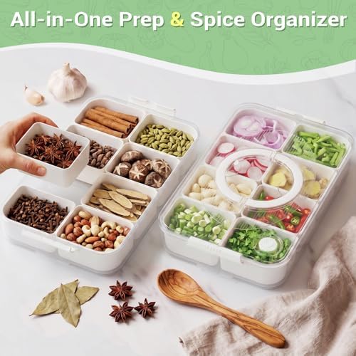 Snackle Box Container Dishwasher Safe Divided Serving Tray with Lid in 2pack white in White, alternate view 6