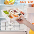Snackle Box Container Dishwasher Safe Divided Serving Tray with Lid Handle in Cream, alternate view 2