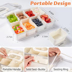 Snackle Box Container Dishwasher Safe Divided Serving Tray with Lid Handle in Cream, alternate view 3