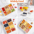 Snackle Box Container Dishwasher Safe Divided Serving Tray with Lid Handle in Cream, alternate view 6
