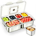 Snackle Box Container, Stainless Steel Divided Serving Tray with Lid and Handle, Large Snack Tray for Fruit