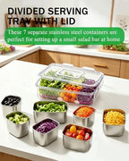 Snackle Box Container, Stainless Steel Divided Serving Tray with Lid and Handle, Large Snack Tray for Fruit, alternate view 6