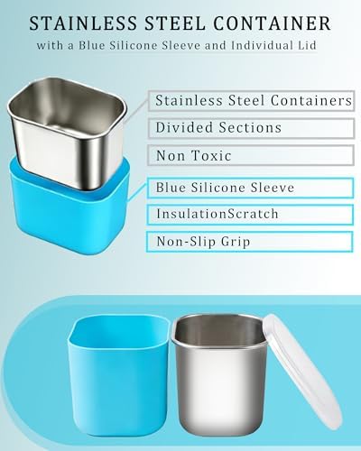 Snackle Box Container, Stainless Steel Divided Serving Tray with Lid and Handle, Large Snack Tray for Fruit, alternate view 4